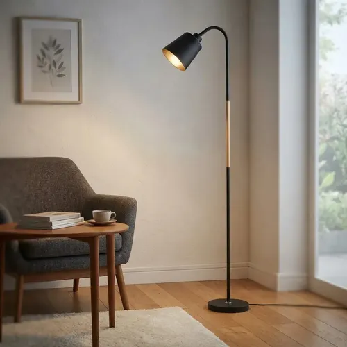 Luminária Abajur Chão Moderna Decorativa Para Quarto Preto Preto-...