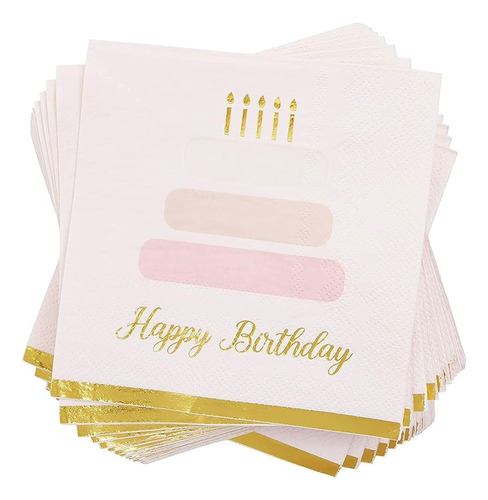 50 Pack Cake Theme Happy Birthday Servilletas Con Bordes De 