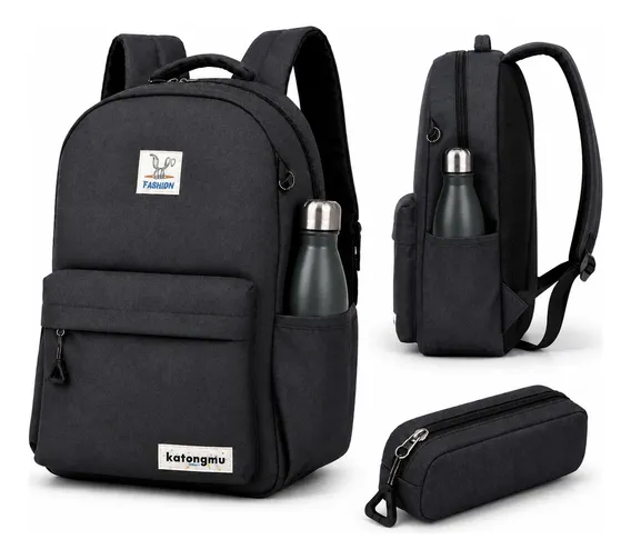 Mochila Feminina Notebook Estojo Resistente Escola Faculdade Preto Liso