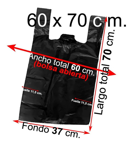 Imagen 1 de 4 de Bolsas Camiseta Para Basura Plásticas - 60x70 - 100 Unidades