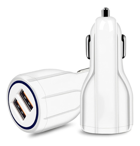 Cargador Doble Auto Ultra Rápido 3 Amp Quickcharge Color Blanco