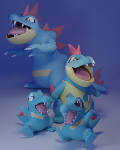 Pok3monn - Totodile Croconaw Y Feraligatr - Escultura