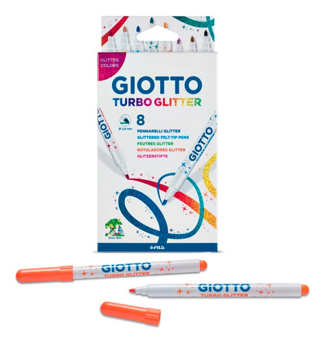 Marcador 8 Colores Giotto Turbo Glitter- Colores Con Brillo
