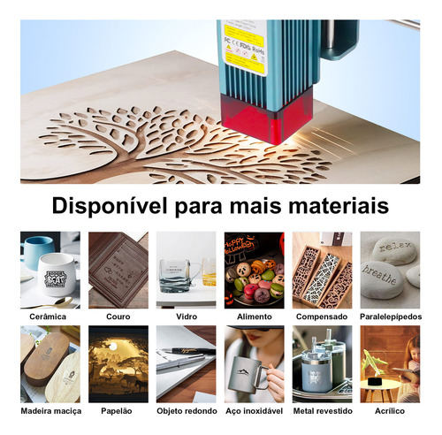 Gravadora Impressora Laser Cnc 40x40cm 48w Corte E Gravação 110v/220v Ankisub L6