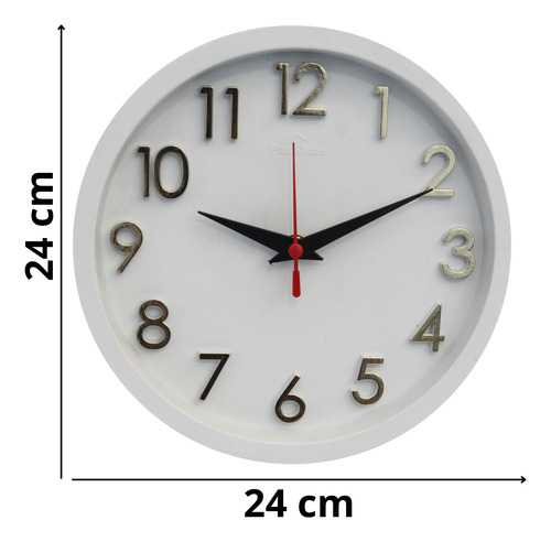 Relógio De Parede Plashome 3d Sigma Dourado Branco 24cm
