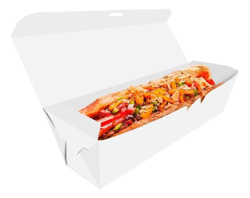 Embalagem De Cachorro Quente Hotdog Delivery 30cm Branco 300