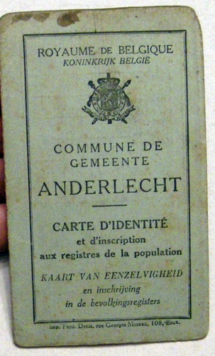 Royaume De Belgique Koninkrijk Belgica Carte Didentite 1919