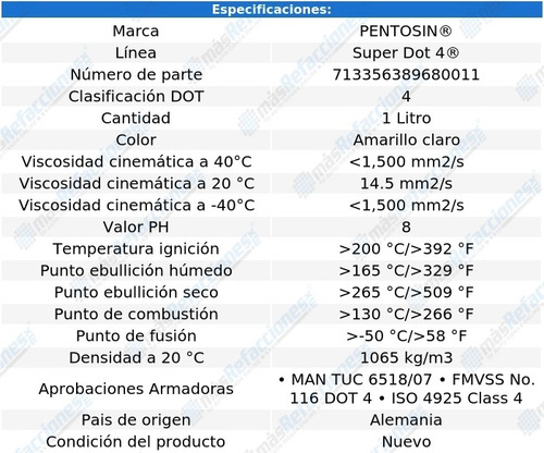 Líquido De Frenos R320 V6 3.0l 07-09 Pentosin 1 Lt Alemán