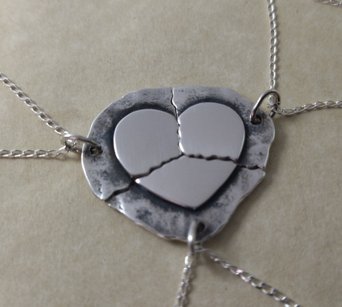 Dijes Corazón Rompecabezas 3 Piezas Personalizado Plata .925