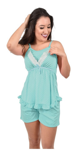 Imagem 5 de 5 de Pijama Mulher Roupa Feminina Fácil Amamentação Plus Size