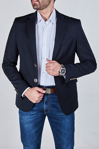 Blazer Azul Oscuro Media Noche, Para Hombre En Paño | Cuotas sin interés