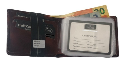 Imagem 1 de 5 de Carteira Porta Notas Documentos Cartões Cedula 100% Couro
