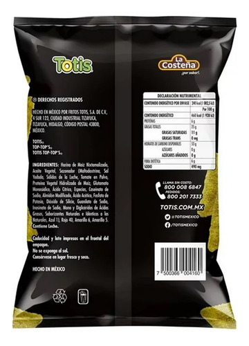 Botana Top Tops Salsa Verde 12 Piezas De 52 Gramos