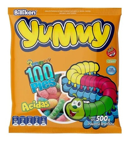 Gomitas Yummy 100 Pies Acidas Sabores Surtidos Sin Tacc