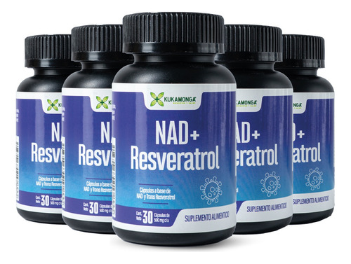 Kit Nad+ Y Resveratrol - 30 Caps Kukamonga (150 Días) Sin Sabor