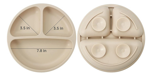 Plato Para Bebe De Silicona Con Vaso Y Cubiertos Marron
