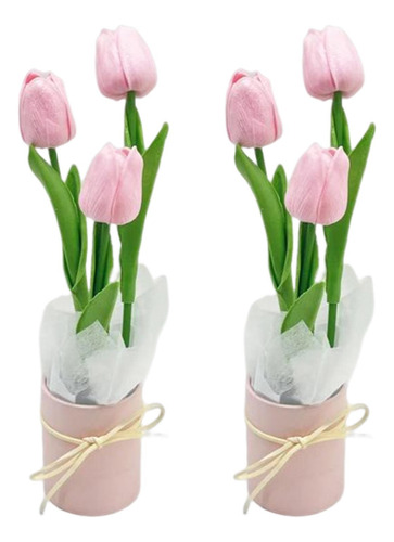 Flores De Tulipanes Artificiales En Maceta Decoración De