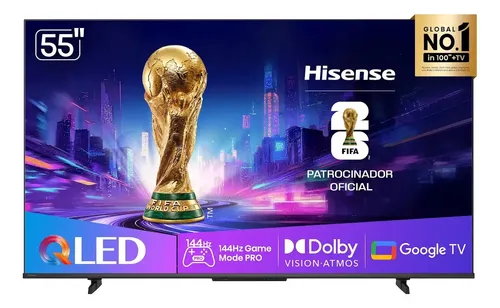 Hisense Smart Tv Uhd 4k Qled 55 Polegadas 55q7qg Google Tv Modo Jogo Pro 144 Hz Amd Freesync Premium Dolby Vision Atmos E Compativel Com Alexa