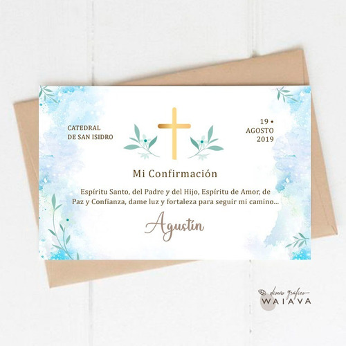 Imagen 9 de 10 de Estampas Confirmación Tarjetas Nenes Horizontal X 3u