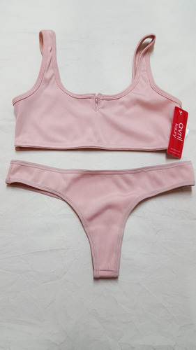 Conjunto Top Morley En V Con Colaless Avril Kaury 6005 Rosa Vintage 2
