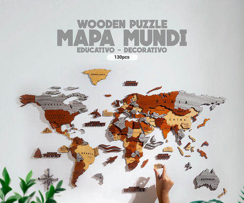 Puzzle 3d Mapa Mundi - G - Multicolor