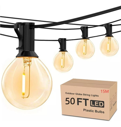 Led Guirnalda De Luces 25+2 Focos De Exterior Vintage 15m