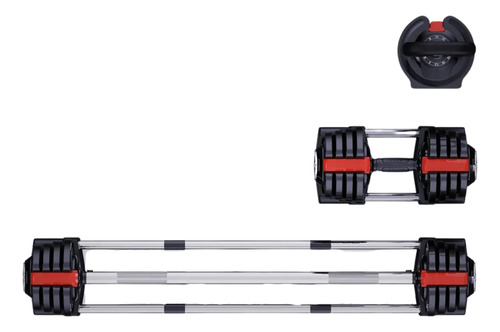 Set Entrenamiento 19 Kg Ajustable 3 En 1 Barra Mancuerna
