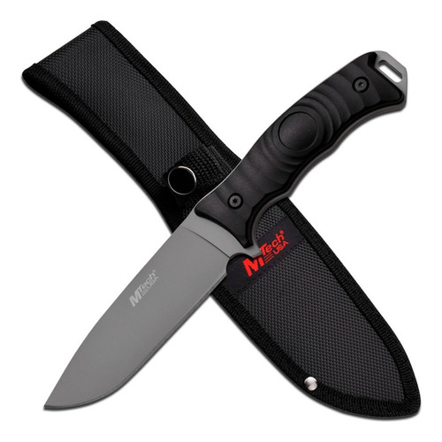 Cuchillo Tactico Full Tang Mtech Mt-20-70c Funda De Nylon Color Gris Titanio Y Negro