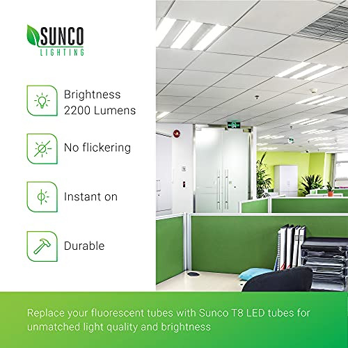 Sunco Lighting 10 Pack T8 Led 4ft Tube Light Bulbs Ballast B