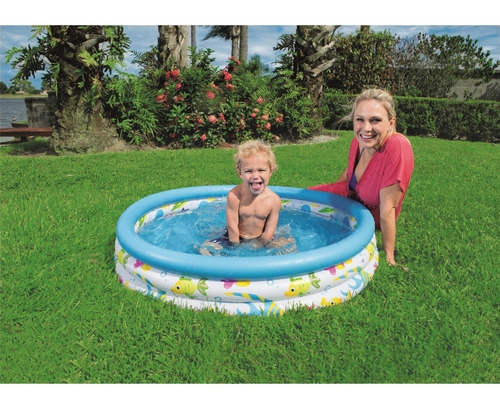 Imagen 3 de 4 de Pileta Inflable Bestway 51008 Fondo Del Mar 3 Aros 101 Lt