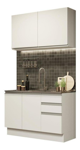 Imagen 1 de 10 de Cocina Integral Madesa Glamy Sin Mesón De Acero Con 120 Cm