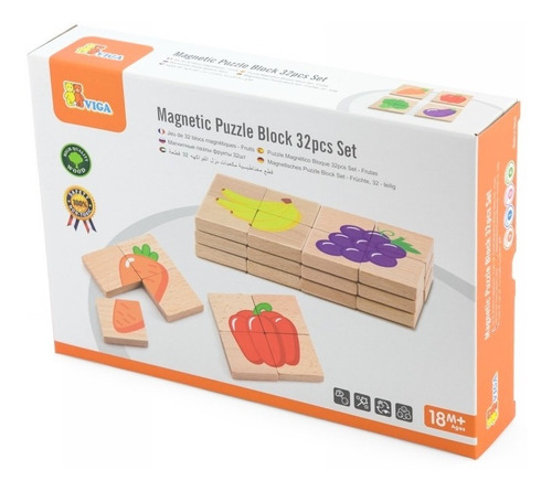 Puzzle Magnético De Frutas 32 Piezas De Madera Viga