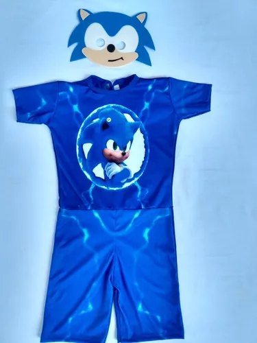 Fantasia Sonic Infantil Curta Com Máscara