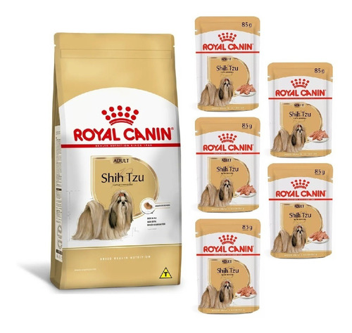 Kit Royal Canin Shih Tzu Adulto Ração 1kg E 5 Sachês 85g