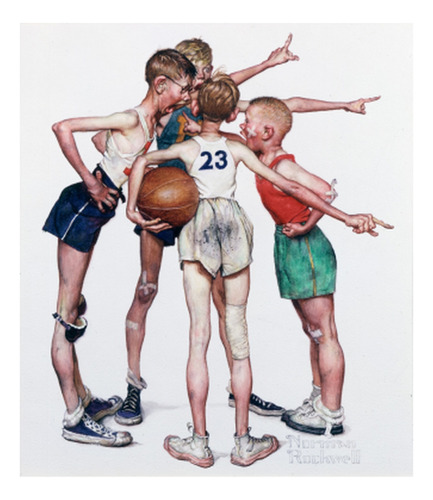Jugadores De Basketball - Norman Rockwell - Lámina 45x30 Cm.