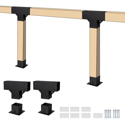 Kit De Soportes Pérgola Soporte De Madera Elevado Made...