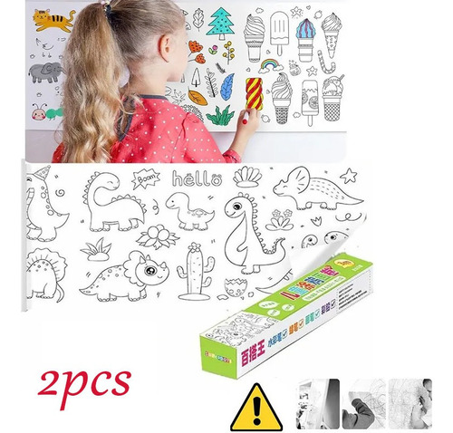 2 Rollos De Papel For Colorear Y Dibujar For Niños, Manual