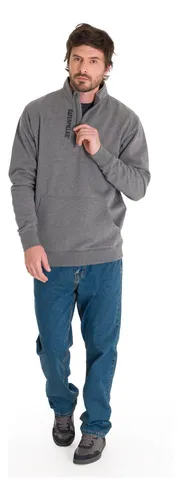 Polerón Midweight Quarter Zip Hombre Gris Cat