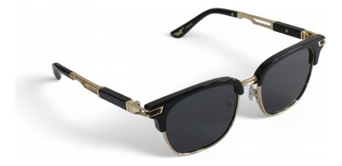 Lentes De Sol Estilo Retro Elegante Con Varilla Metálica Negro Dorado Negro Negro