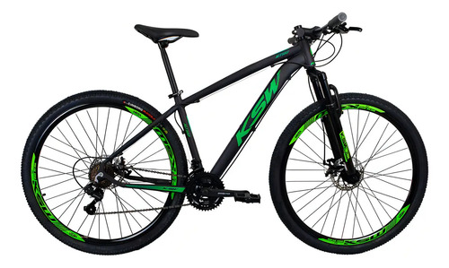 Bicicleta Alumínio Aro 29 Ksw 24v Freio Disco Xlt Cor Preto/verde Tamanho Do Quadro 21