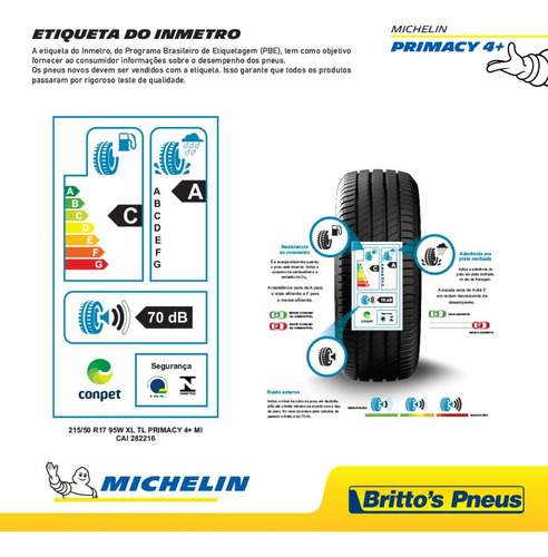 Pneu Michelin Aro 17 Primacy 4+ 215/50 R17
