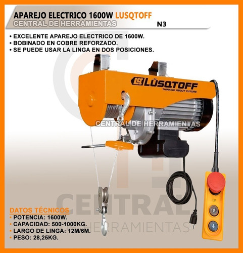 Aparejo Lusqtoff Electrico 1600w Bobinado Reforzado 1000kg