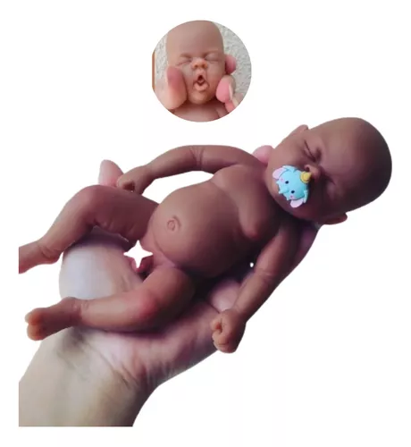 Mini Bebê Reborn Realista Silicone Sólido 18 Cm Menino