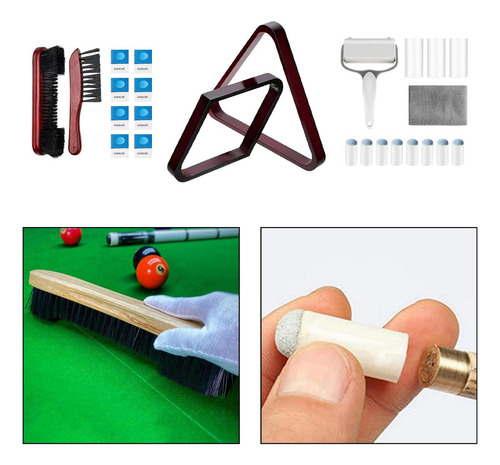Organizador De Bolas De Billar, Set De Cepillos Borgoña
