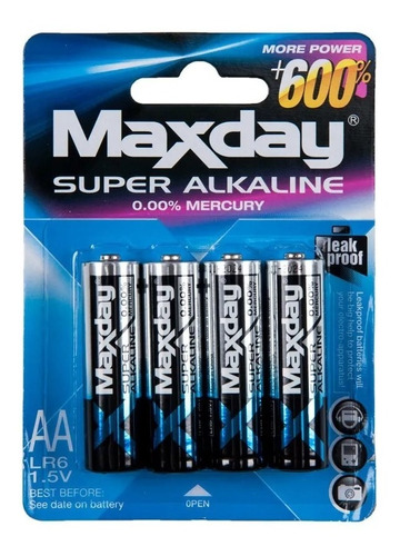 Pilas Baterias Alcalinas Aa Maxday Calidad Pack 4 Uni 1,5 V 