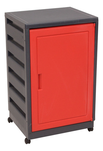 Mueble Organizador Italhome De 3 Repisas Color Negro/rojo