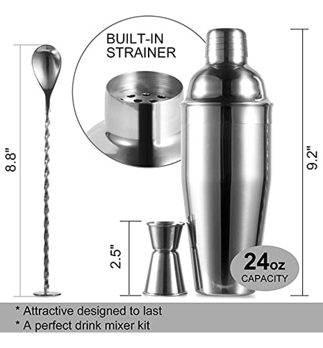 Kit De Bartender De Acero Inoxidable Mezclador Y Medidor Par