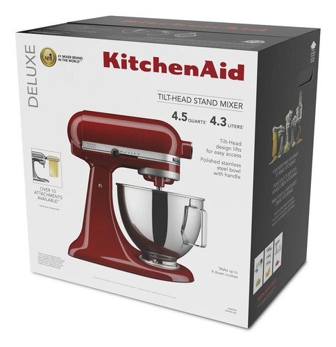Batidora De Pie 4.5 300w 10 Velocidades Acero Inoxidable Color Rojo Frecuencia 60