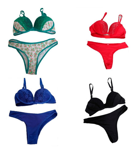 Imagem 2 de 10 de Kit 3 Lingirie Conjunto Sutiã Calcinha Renda Sexy Revenda