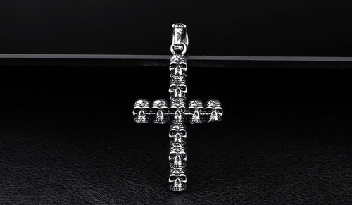 Imagen 5 de 5 de Collar Cadena Acero Inoxidable Cruz Calavera